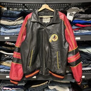 Vintage Washington Redskins Leather Jacket G-lll Mens Large NFL Embroidered Logo
